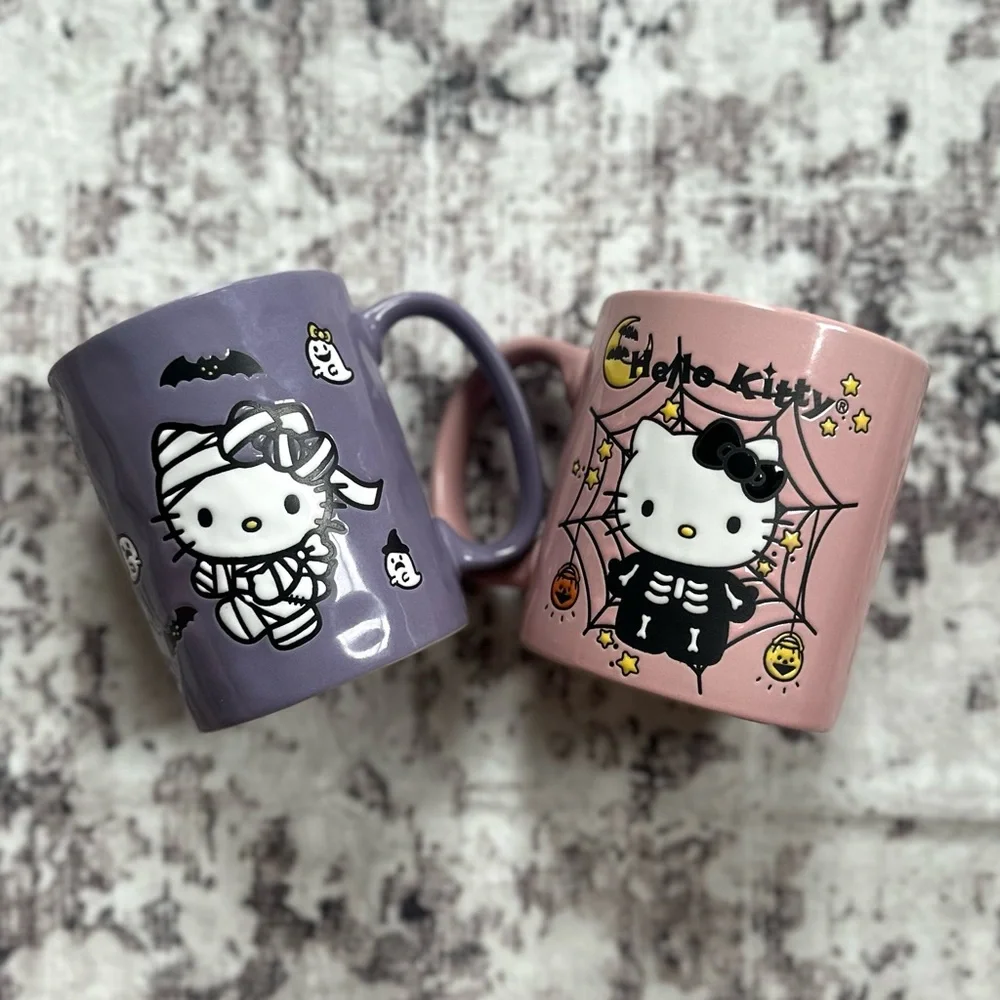 NWT Silver Buffalo Hello Kitty by Sanrio mummy & skeleton Halloween mug set of 2